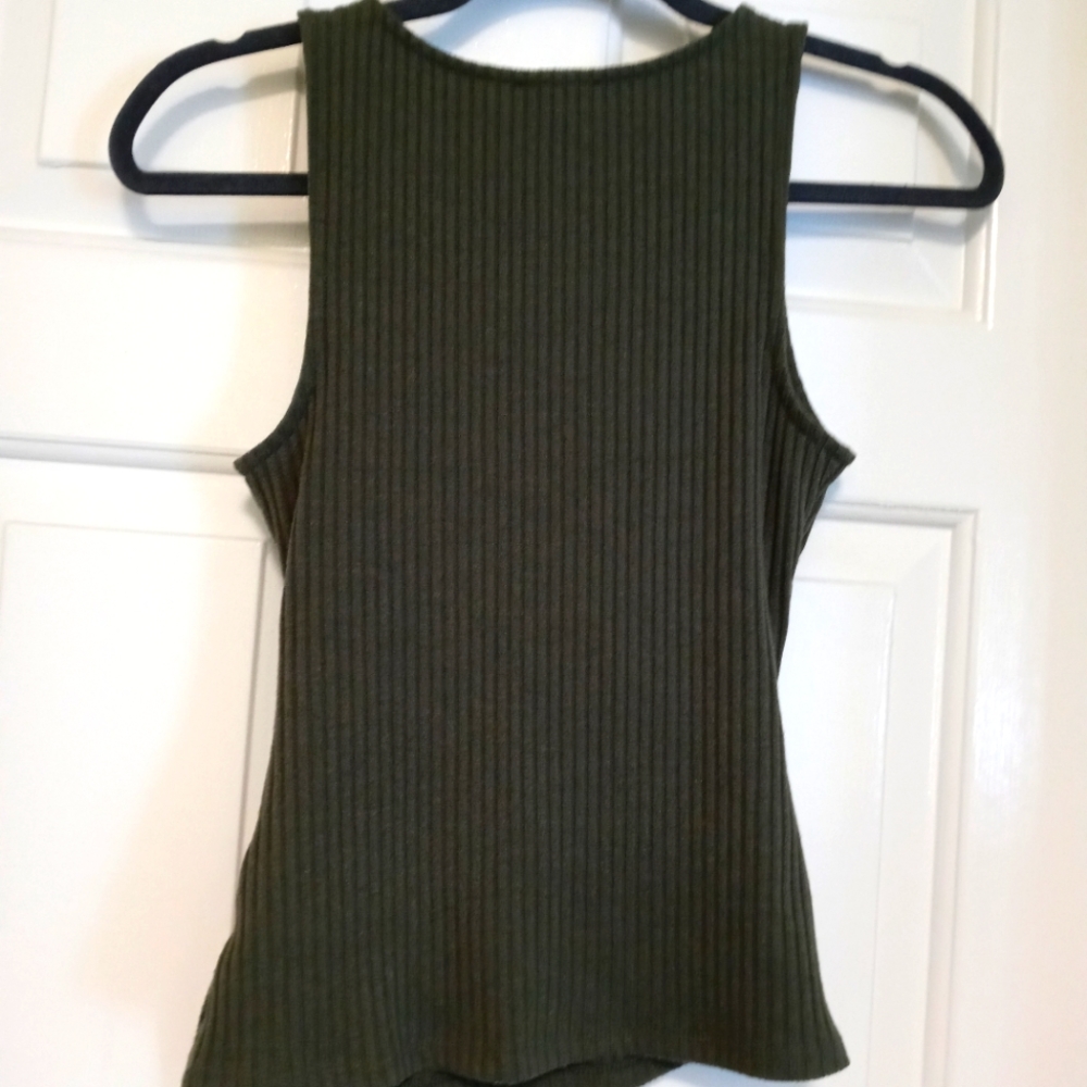 Express, olive green sleeveless "wrap" top - Picture 3 of 3